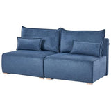 Beliani Canapé Modulable Minimaliste en Tissu 3 Places Fonction Couchage Espace de Rangement Bleu Nerbo