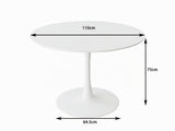 GrandCA HOME Table de Salle à Manger Ronde Moderne Blanche de 110 cm avec Piédestal Design Tulipe, Table de Loisirs Mid-Century pour Cuisine, Salle à Manger et Salon