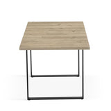 B&D home Table de Salle à Manger Anna, Extensible 120-160 x80 cm 4-6 Personnes Table de Cuisine en Bois avec piétement traîneau Noir pour Cuisine, Aspect chêne sables, 11202-US-EISA-P