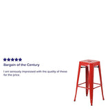 Flash Furniture Meubles Flash Tabouret de Bar en métal coloré pour Restaurant, Plastique, Caoutchouc, Rouge, Lot de 4