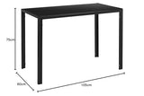 Table de Salle à Manger Design Meuble Minimaliste pour Cuisine Salon Plateau en Verre Pieds en Acier 105 x 60 x 75 cm Noir