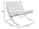 Furnwise Fauteuil de salon moderne en cuir avec cadre en acier inoxydable poli (blanc)