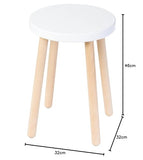 Spec-Wood Tabouret en Bois - Table Basse et Support de Fleurs - Décoration et Support pour Plantes - Rond - Blanc/Hêtre Naturel