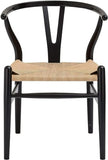 YAXANSIH Lot de 2 chaises de Salle à Manger, Cuisine, Style Wishbone en Poly et écorce (Couleur : Noir)