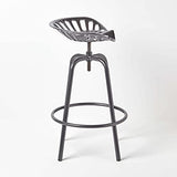 HOMESCAPES Tabouret de Bar Vintage Gris avec siège de Tracteur pivotant, 70 cm