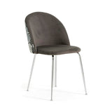 RATTATAN Sara - Lot de 2 chaises en velours uni ou Teddy pour l'intérieur avec pieds en métal (pieds argentés, velours fougères grises)