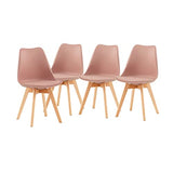 EGGREE Lot de 4 Chaise Salle à Manger Scandinaves SGS Tested Chaise Rembourrée de Cuisine Rétro Chaise de Bureau avec Pieds en Bois de Hêtre Massif, Rose Fumé