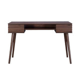 sweeek - Bureau Effet Bois 2 tiroirs MADERE Noyer. 1 casier. façade rainurées. 120 x 55 x 76.5 cm