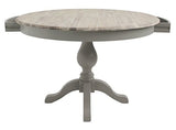 Générique Table à Manger Ronde sur piédestal avec 2 tiroirs cachés 120 L x 120 P x 78 H cm Plateau en Bois Dur d'acacia délavé à la Chaux Table à Manger en Bois Bleu Marine 5 Couleurs
