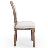 Menzzo Lot de 2 chaises médaillon Louis XVI Tissu Bouclette Crème
