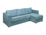 Vente-unique - Canapé d'angle Convertible Express et réversible en Velours côtelé Bleu Turquoise - Couchage à Lattes Larges 160 cm - Matelas 14 cm Loreto