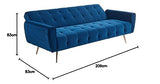 Vente-unique - Canapé 3 Places Convertible clic-clac en Velours POLANI - Bleu Roi