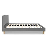 IDMarket - Lit Double scandinave Balta avec tête de lit et sommier 140 x 190 cm Tissu Gris Clair