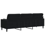 Mokuyary Canapé 3 places avec coussin décoratif noir 210 cm en velours pour salon, chambre à coucher, appartement, chambre d'amis, bureau