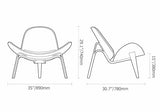 Homary Fauteuil Salon 1 Place, Chaise Coiffeuse pour Chambre en Cuir Doux, Base Tripode en Bois Noyer Design Moderne Siège Rembourré pour Salon Bureau Confort Élégant