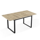 B&D home Table de Salle à Manger Anna, Extensible 120-160 x80 cm 4-6 Personnes Table de Cuisine en Bois avec piétement traîneau Noir pour Cuisine, Aspect chêne sables, 11202-US-EISA-P