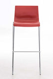 CLP Tabouret De Bar en Plastique I Chaise Haute De Bar Empilable I Piètement Et Repose-Pieds en Métal I Hauteur D'Assise 76 cm, Couleur:Rouge, Couleur du Cadre:Chrome