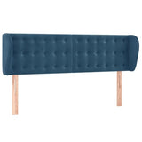 Brokky Tête de lit avec Oreilles Bleu foncé 147x23x78/88 cm Velours,Tete de lit capitonnée,tête de lit à Poser au Sol