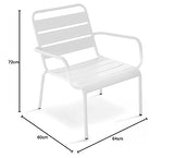 Oviala Palavas - Fauteuil de terrasse Bas Relax Acier Blanc