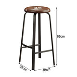 KAMPCO Tabourets de Bar de comptoir sans Dossier Rond, tabourets de Bar en Cuir PU avec Tapisserie et Cadre en métal, 65cm/75cm