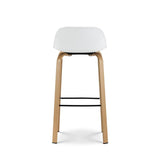 Kosmi Tabouret de Bar Blanc Style scandinave avec Pieds Effet Bois en métal - Hauteur 76cm