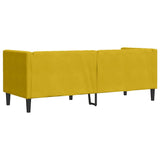 Ordellia Canapé Chesterfield 3 Places Jaune en Velours, canapé Divan Sofa Banquette, traversins Inclus, accoudoir et Dossier capitonnés, Salon séjour Maison, Structure Bois Massif