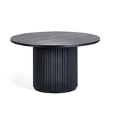 Julian Bowen Table Basse Ronde cannelée Noire Louis, Bois de frêne, 80 x 80 cm