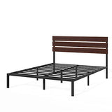 Zinus Figari Sommier en métal avec tête de lit en Bambou | 160 x 200 cm | 31 cm de Hauteur | Tête de lit à Lattes | Support de Lattes en Acier | Facile à Monter | Noir & Marron