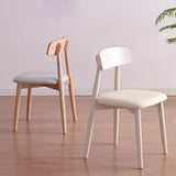GIZNXBA Chaise Scandinave Blanche Chaises De Salle A Manger Scandinave sans Bras Chaise De Cuisine en Bois en Cuir avec Pieds en Bois pour La Salle À Manger(/White B)