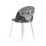 RATTATAN Sara - Lot de 2 chaises en velours uni ou Teddy pour l'intérieur avec pieds en métal (pieds argentés, velours fougères grises)