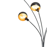 Qazqa sixties - Lampadaire - 5 lumière - H 1980 mm - Noir et Or - Design - éclairage intérieur - Salon I Chambre