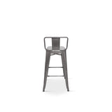 Tabouret de Bar en métal Brut Aspect galvanisé avec Dossier - Hauteur 76cm