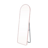 NESHER HOME Miroir Mural Pleine Longueur 160x50cm Complet arqué à Poser au Sol avec Support ou à accrocher au Mur avec kit de Fixation Inclus - Finition du Cadre en Aluminium brossé Rose Gold