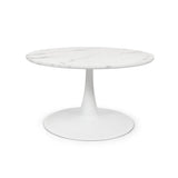 Milton & Oldbrook Table Basse Ø 80 cm Prague Aspect Marbre Blanc