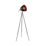 Eglo Lampadaire tripode Chester, lampadaire vintage 1 flamme, lampadaire en acier, couleur : noir, cuivre, douille : E27, interrupteur à tirette inclus