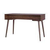 sweeek - Bureau Effet Bois 2 tiroirs MADERE Noyer. 1 casier. façade rainurées. 120 x 55 x 76.5 cm