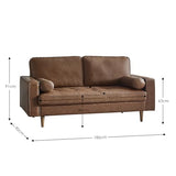Julian Bowen Henley Canapé 3 Places en Similicuir Marron, Bois, 3 Seater