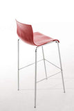 CLP Tabouret De Bar en Plastique I Chaise Haute De Bar Empilable I Piètement Et Repose-Pieds en Métal I Hauteur D'Assise 76 cm, Couleur:Rouge, Couleur du Cadre:Chrome