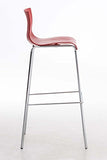CLP Tabouret De Bar en Plastique I Chaise Haute De Bar Empilable I Piètement Et Repose-Pieds en Métal I Hauteur D'Assise 76 cm, Couleur:Rouge, Couleur du Cadre:Chrome