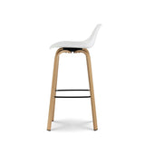 Kosmi Tabouret de Bar Blanc Style scandinave avec Pieds Effet Bois en métal - Hauteur 76cm