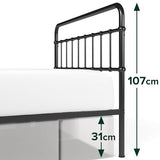 Zinus Florence lit 160 x 200 cm - 30 cm de hauter - Lit King - Cadre de lit Plateforme en métal avec tête et Pied de lit - Noir