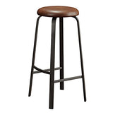 KAMPCO Tabourets de Bar de comptoir sans Dossier Rond, tabourets de Bar en Cuir PU avec Tapisserie et Cadre en métal, 65cm/75cm