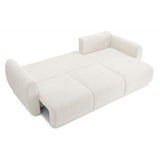 BAÏTA Canapé d'angle REFA Convertible Tissu Bouclette Blanc