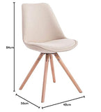 Chaise De Salle A Manger Toulouse en Tissu I Chaise Design Scandinave Dossier Et Assise Rembourrés I Pieds en Bois Ronds, Couleur:crème, Couleur du Cadre:Natura