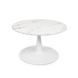 Milton & Oldbrook Table Basse Ø 80 cm Prague Aspect Marbre Blanc