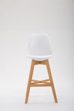 Tabouret De Bar Cannes Dossier Plastique Assie Similicuir I Chaise Haute De Bistrot avec Pied en Bois Et Repose-Pieds I Design Scandinave I Couleur: Blanc, Cadre: Nature