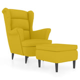 vidaXL Fauteuil à Oreilles avec Tabouret Chaise de Relaxation Siège de Salon Meuble de Salle de Séjour Maison Intérieur Jaune Moutarde Velours
