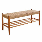 Banc à chaussures en bois de cerisier avec rangement pour entrée, étagère à chaussures pour chambre à coucher, repose-pieds étroit, banc de lit