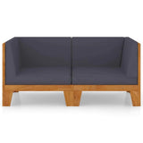 vidaXL Bois d'Acacia Massif Canapé 2 Places avec Coussins Sofa de Terrasse Canapé d'Extérieur Meuble de Terrasse Meuble d'Extérieur Gris Foncé