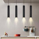 Suspension Long Tube Lustre Boîtier En Aluminium Cylindre Lanterne Intérieur Downlight Noir 5W LED(Height 30cm,Neutral light 4000K)